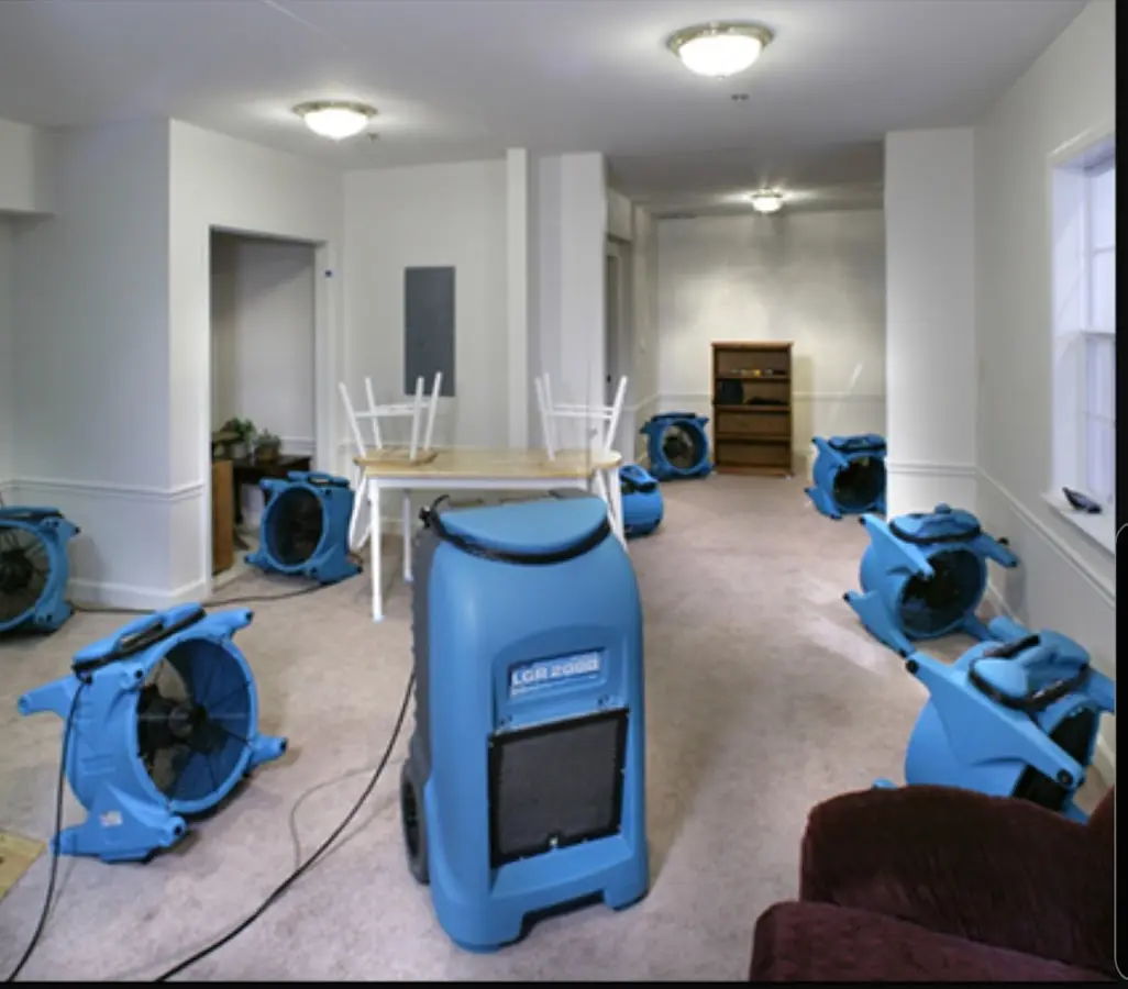 Air movers and dehumidifier setup for Water Extraction & Removal in Ashwaubenon